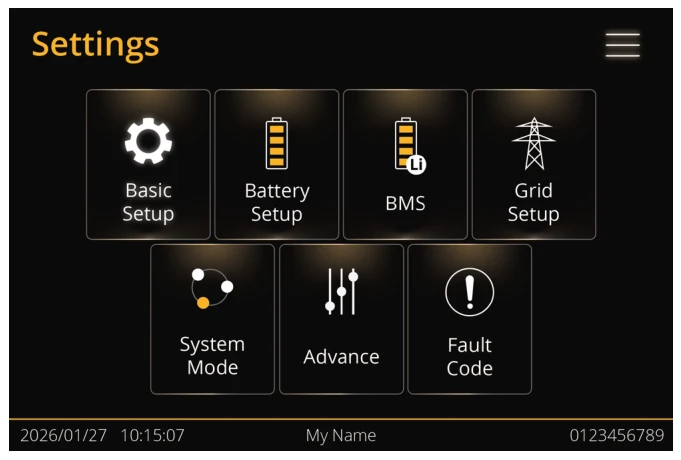 Menu | Settings