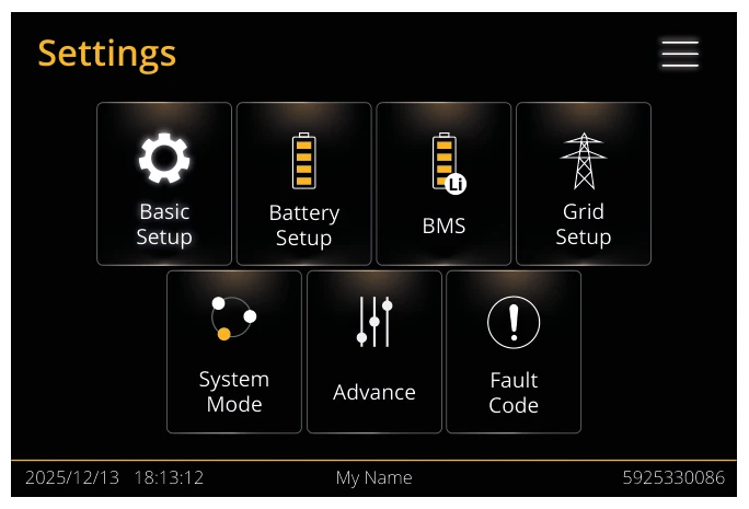 Menu | Settings