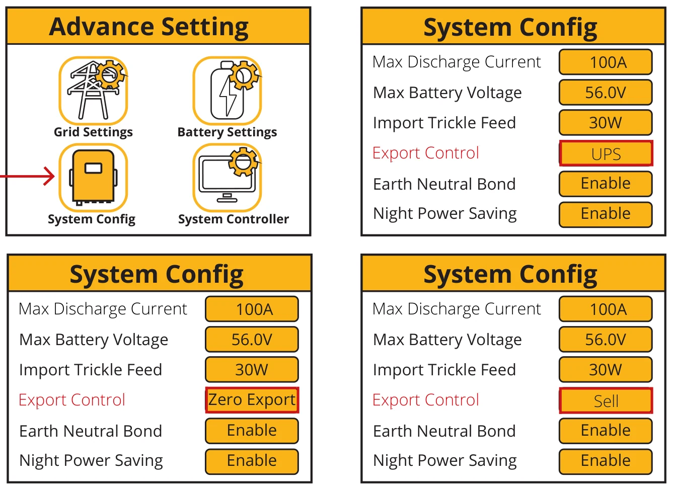 Export Sell to Grid